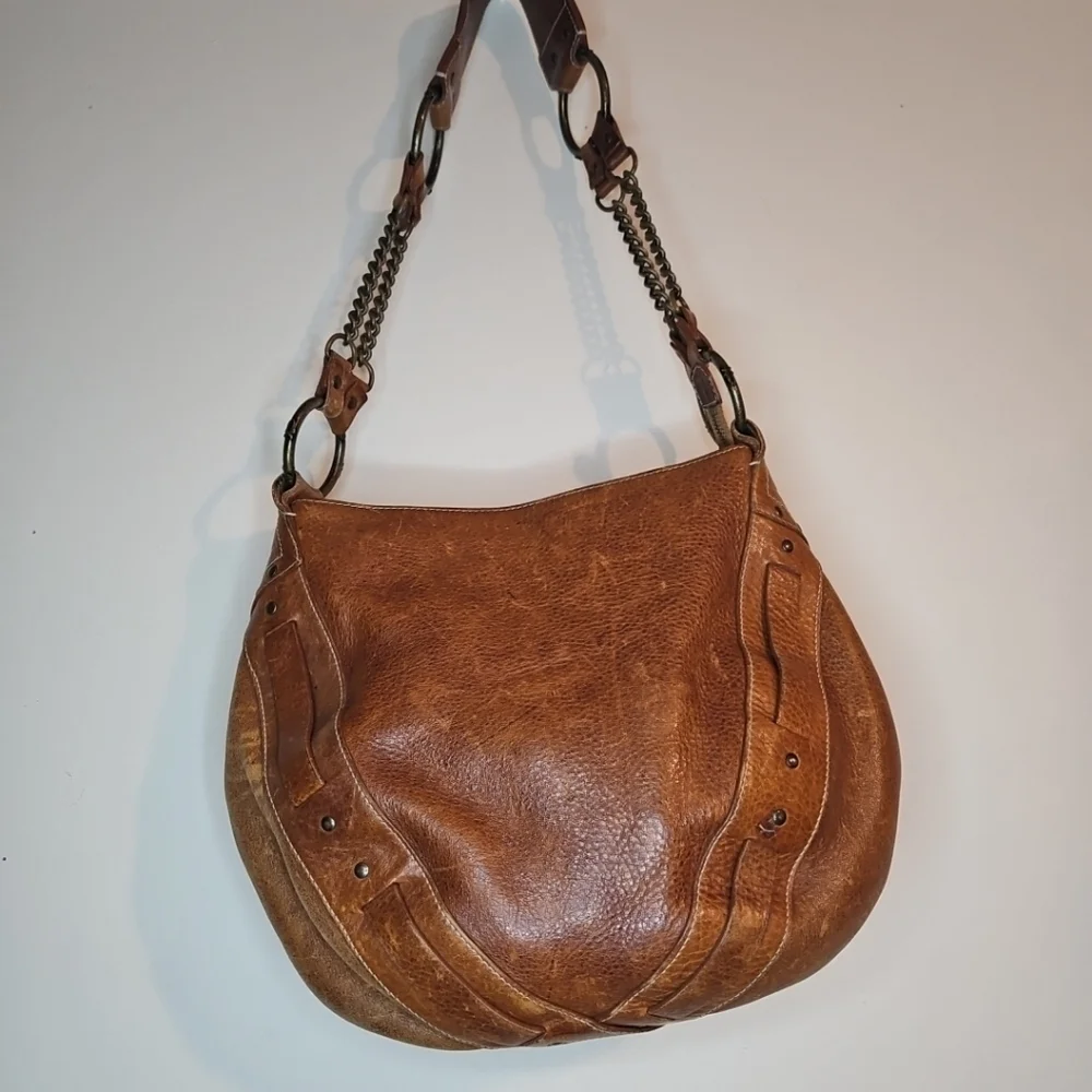VTG FRYE Harness Hobo Saddle Purse – Brown Leather, Western Style, Italy